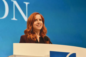 Stav Shaffir speaks at the American Federation of Teachers biennial convention in Minneapolis on July 19. (Photo by Mordecai Specktor).